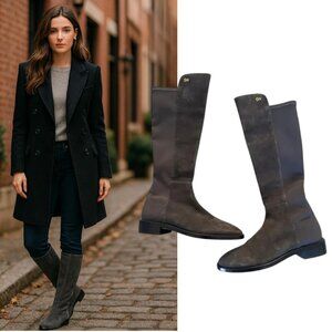 $695 Stuart Weitzman Gray Suede Keelan Knee high boots size 7 like new